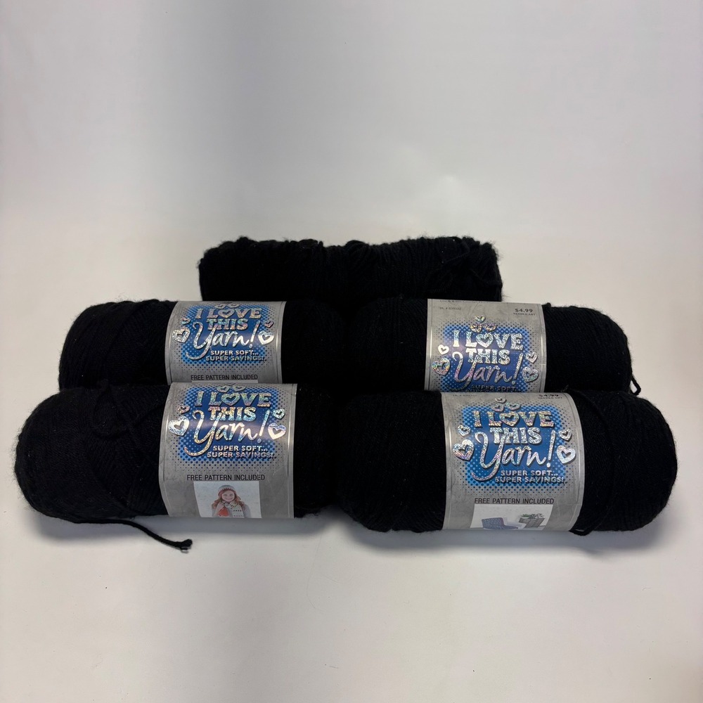Hobby Lobby I Love This Yarn Black 4+ Skeins 100% Acrylic Medium 4 New Soft Bulk